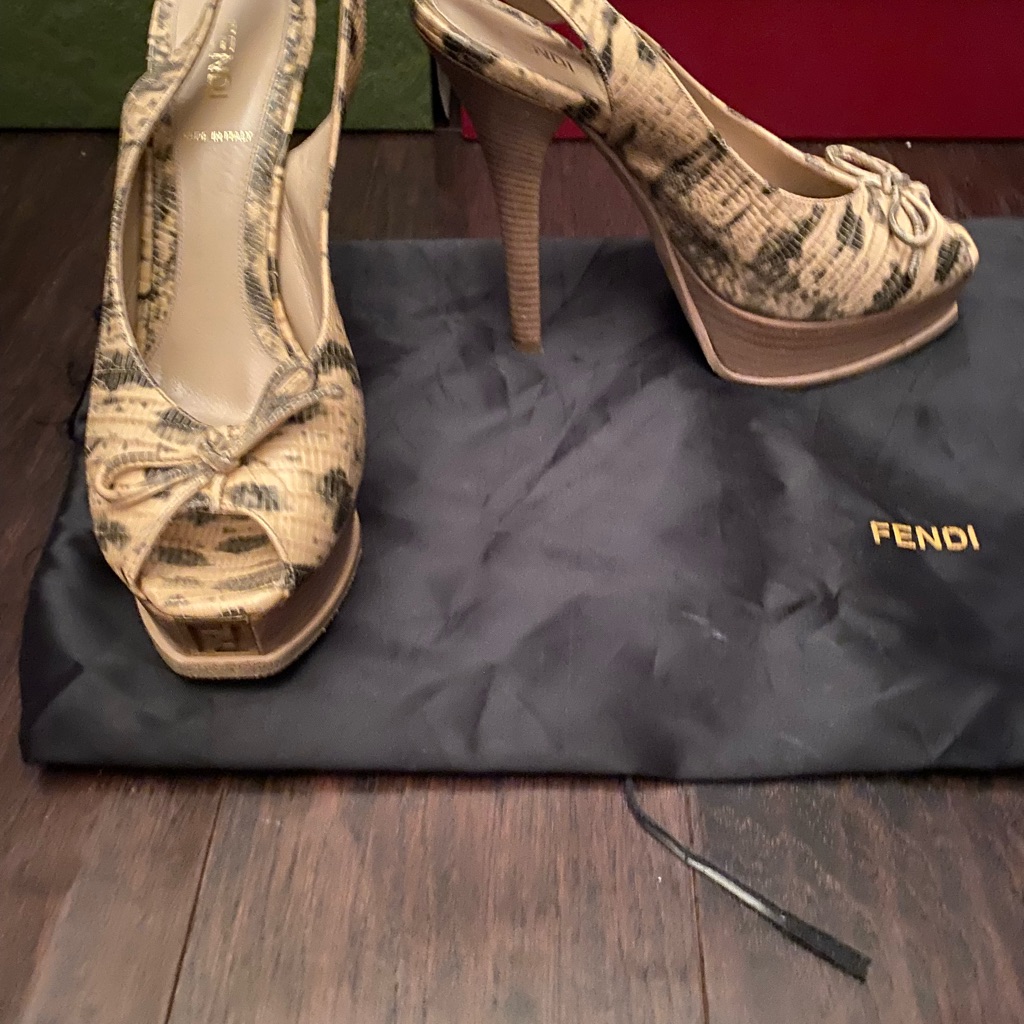 Fendi Women's Tan Peep-Toe Heels. Size 37